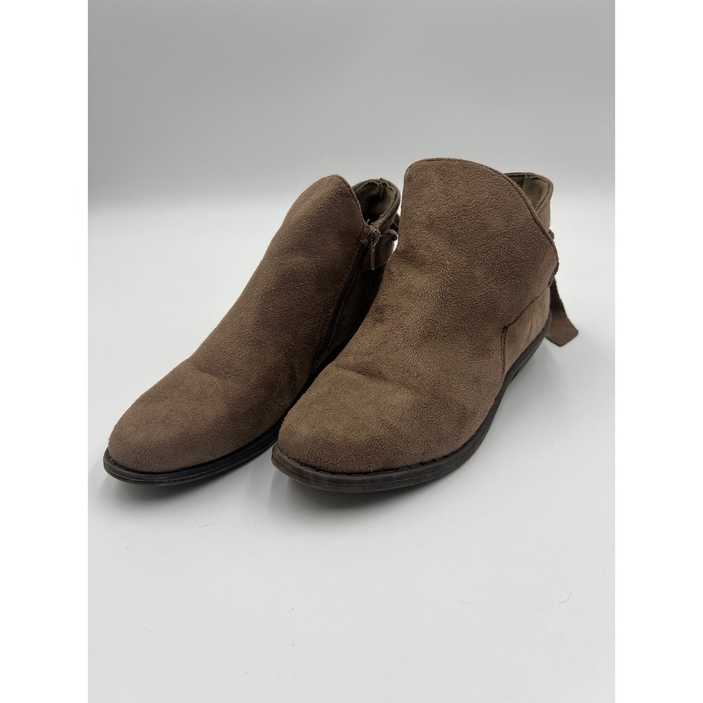 Rue21 etc! Womens Brown Faux Suede Ankle Booties Size M 7/8 Side Zip Knot Detail
